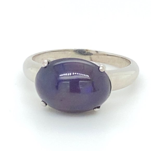 Blue Opal 2.90ct Platinum Solid Silver Ring - Picture 1 of 7